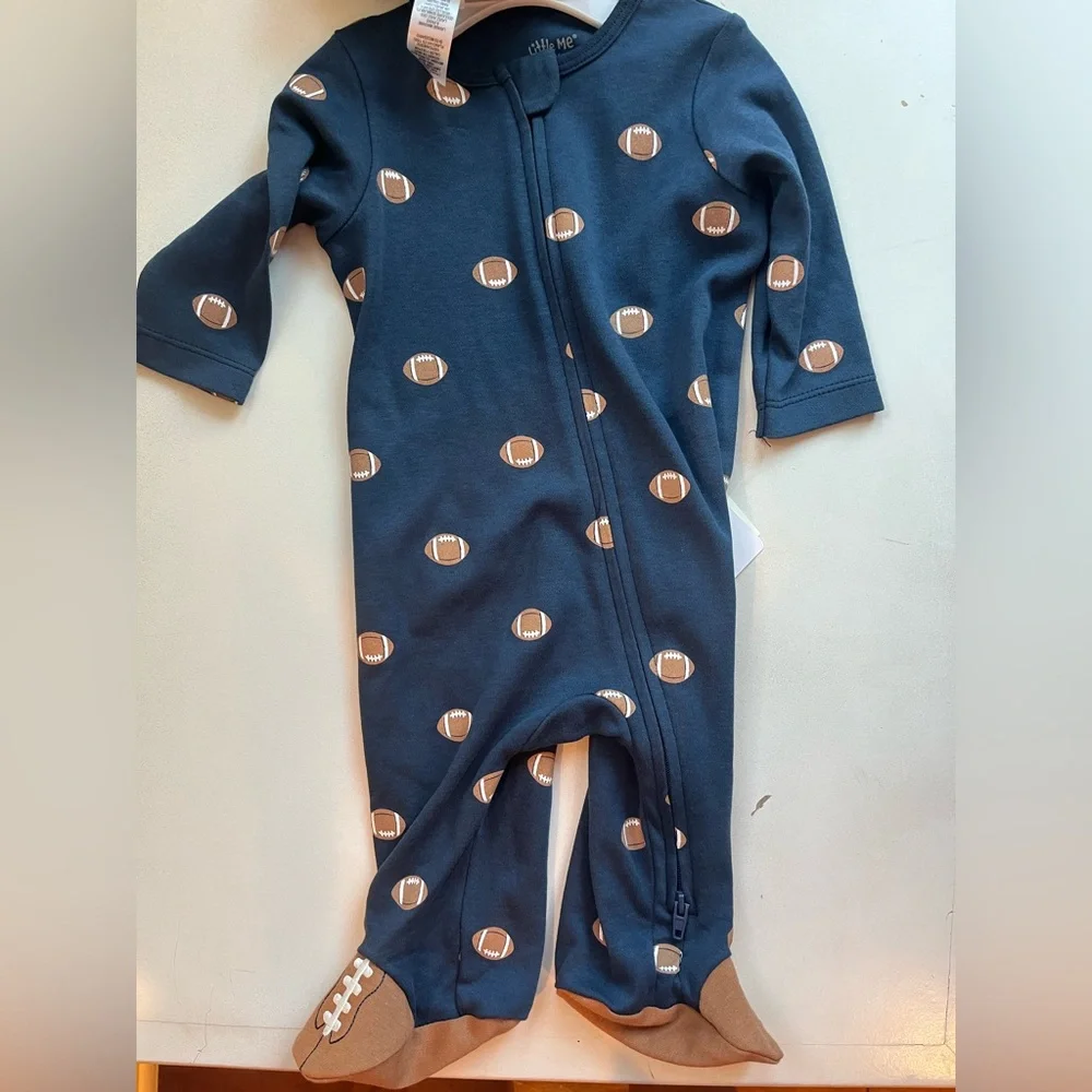 Blue Football Baby Onesie with Bib My First Game Day